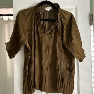 Pleated Olive Blouse